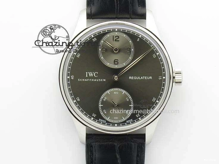 MIROTIME 0513 Portuguese IW544404 SS Gray Dial On Black Leather Strap A Practical 7259